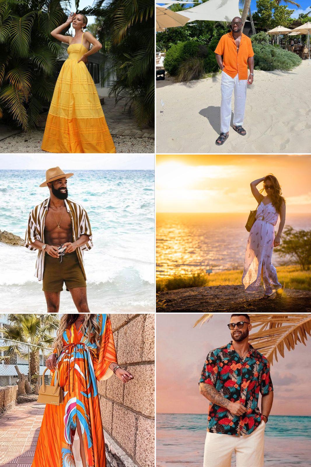 golden hour glam dress code Time to breakdown the DressCode “Golden Sunset Glow with Island Flair” Vibe: Tropical sophistication meets golden-hour glam. Think effortless, radiant, and island-chic. 👗 For the Ladies Flowy maxi dresses in golds, corals Category_Wedding
