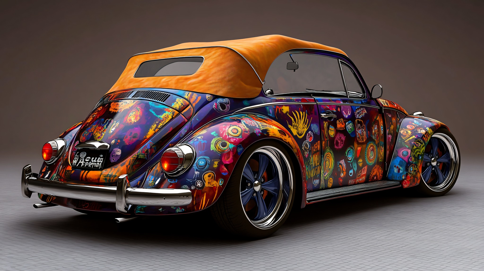 Volkswagen 1967 Beetle ヒッピー風 Hippy styled 1967 Volkswagen Convertible. 2/2