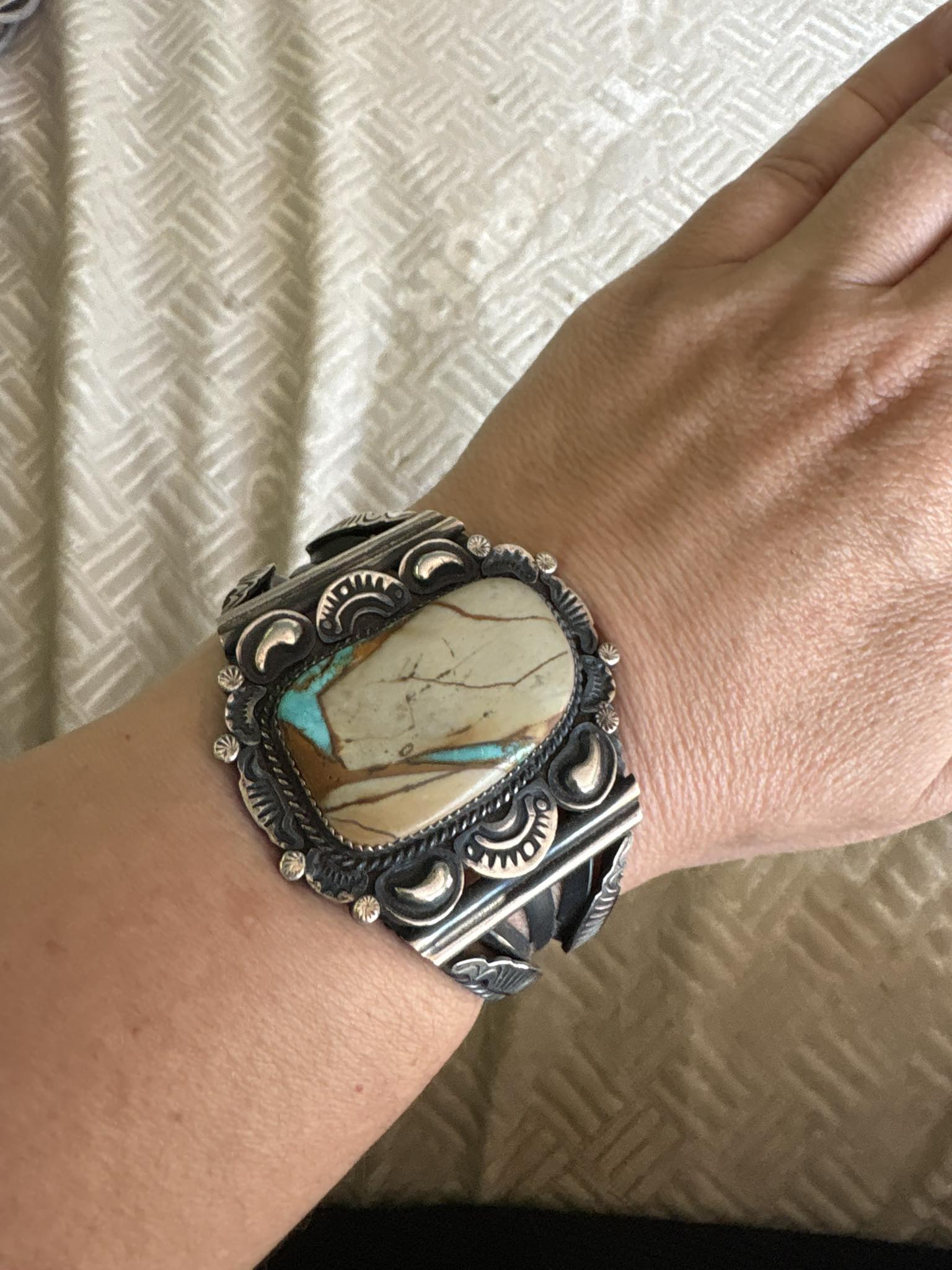 Gilbert Tom sterling silver turquoise bracelet