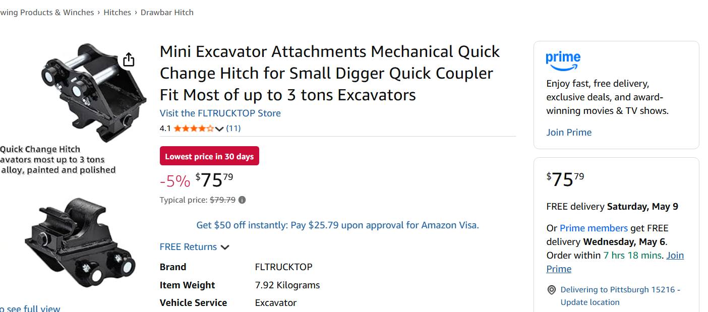 FLTRUCKTOP Mechanical Quick Change Hitch – Mini Excavator
