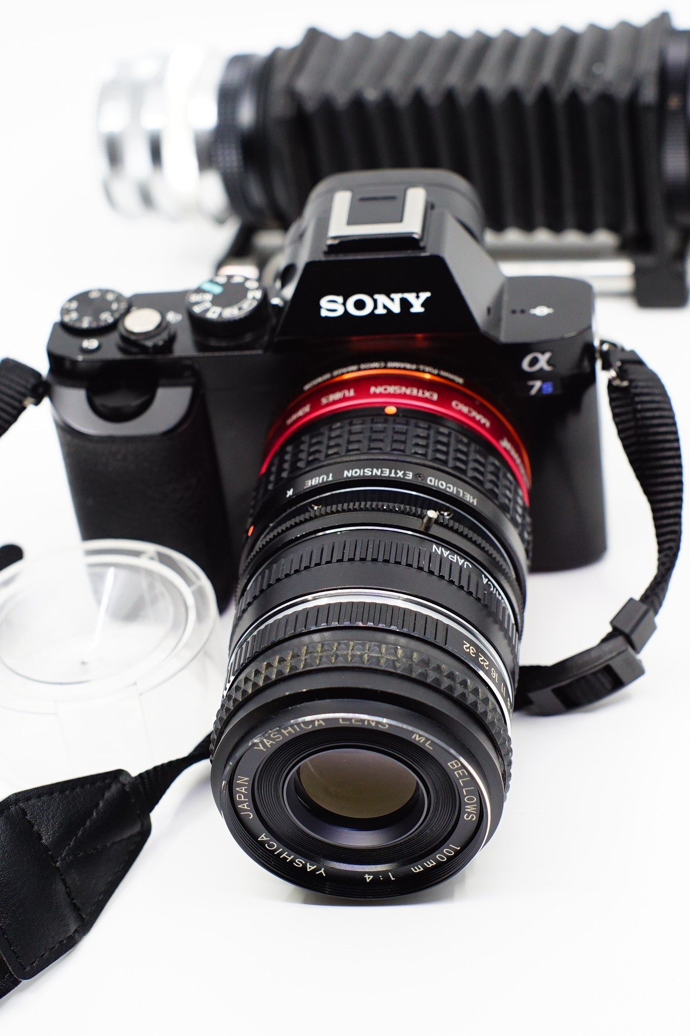 Yashica 100mm f4 bellows lens on Sony E