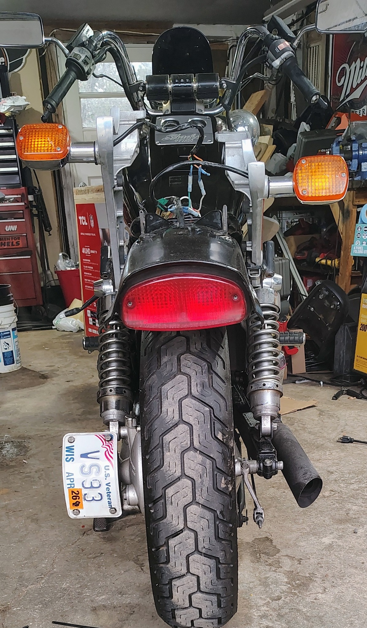 12.25" Black & Red Dual Spring Shocks For Honda VT1100C Shadow 1985-1986 – Rear Mount