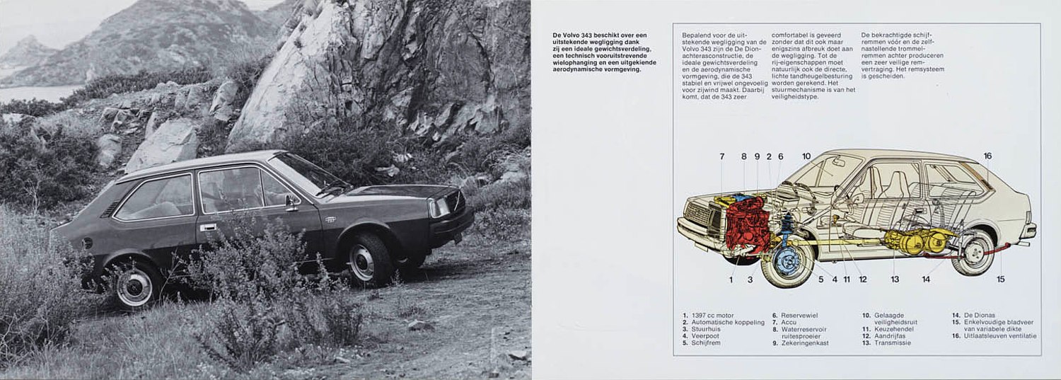 vintage an・an no.14 18-19. 1976 Volvo 343 Product Information Brochure. Netherlands