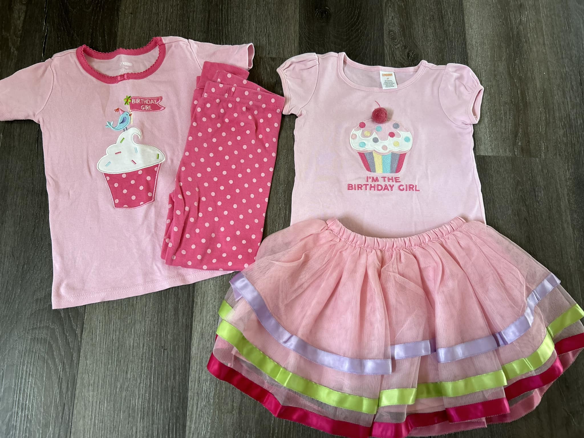 Ensemble Bébé Gymboree – T-shirt Rose Renard + Pantalon Rayé – Taille 0-3 Mois – Occasion Très Bon état