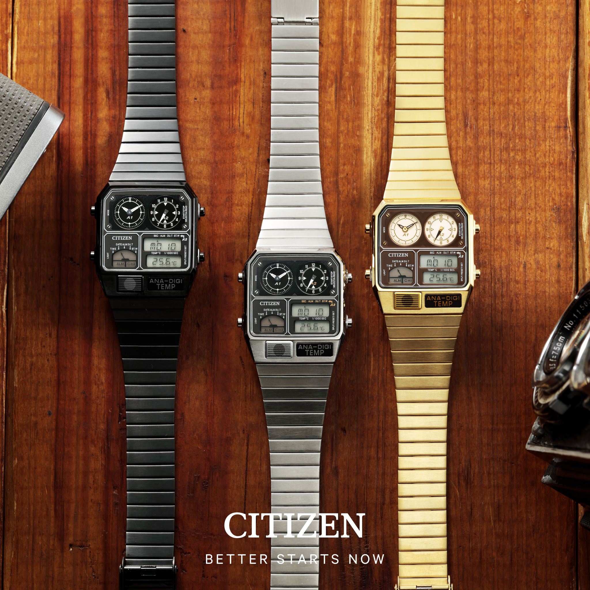 Straight from 80s car culture, the Citizen x Honda Ana Digi Temp 