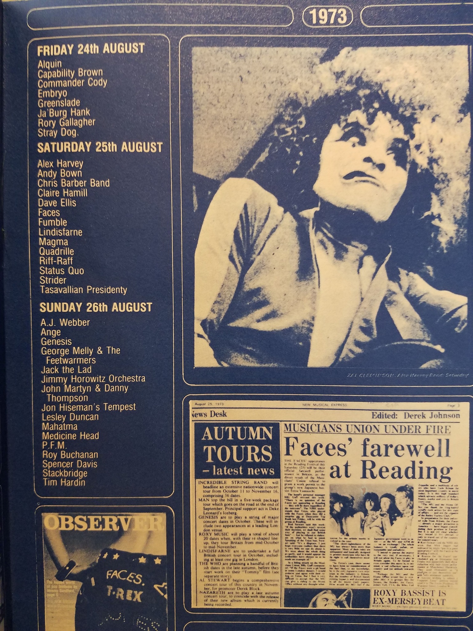 Who attended the 1973 Reading Festival?