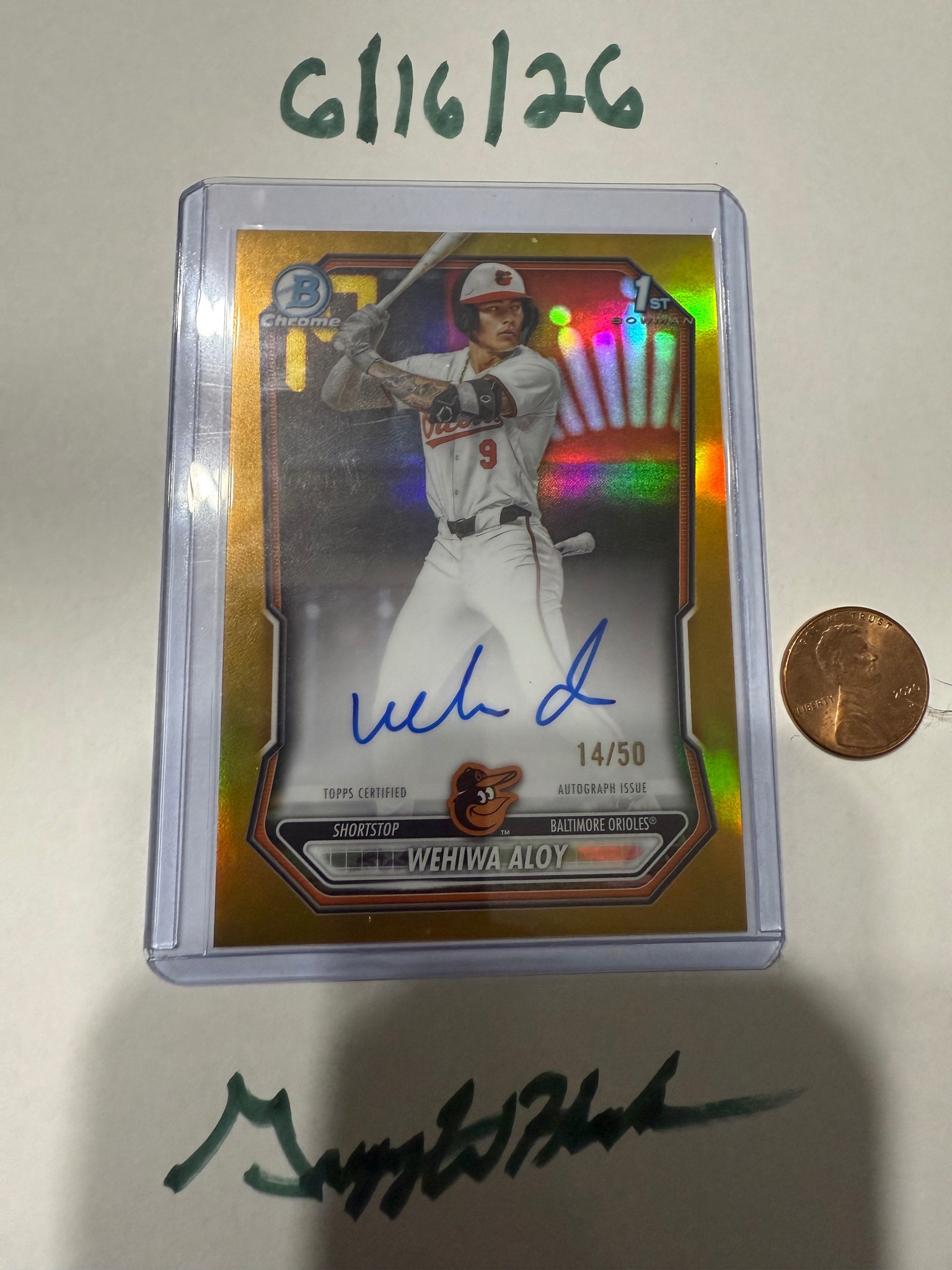 2026 Bowman Wehiwa Aloy autographed baseball card