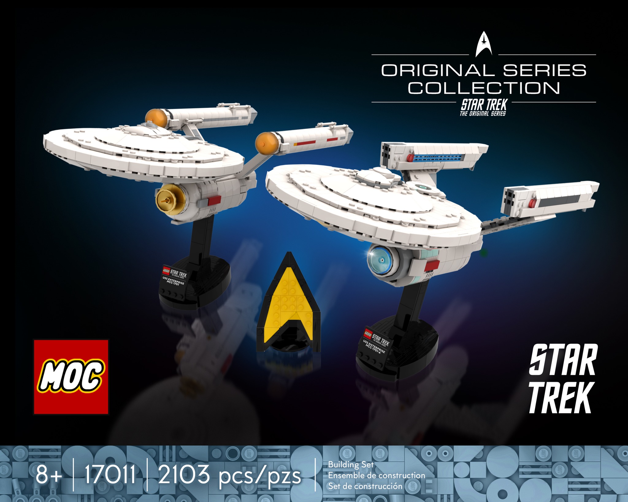 Lego TOS Enterprise collection with USS Enterprise NCC-1701 and 