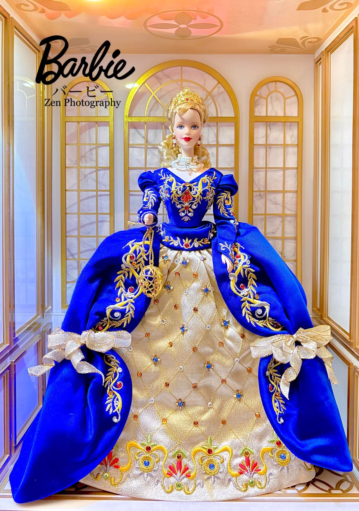 barbie blue and gold dress Fabergé Imperial Elegance doll in ball gown VENDOR COLOR-EMERALD
