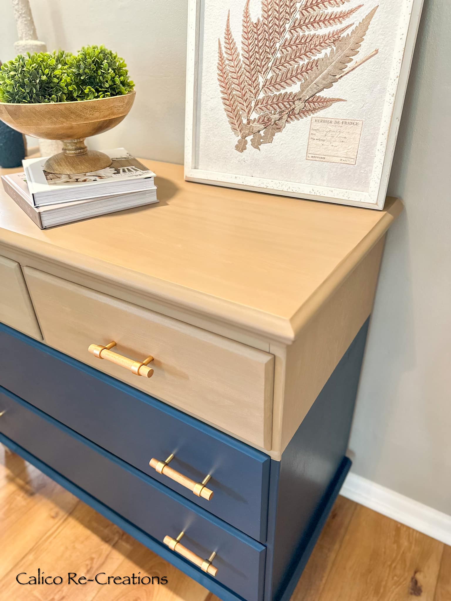 Dipped two-tone dresser makeover with Fusion's Willowbank paint