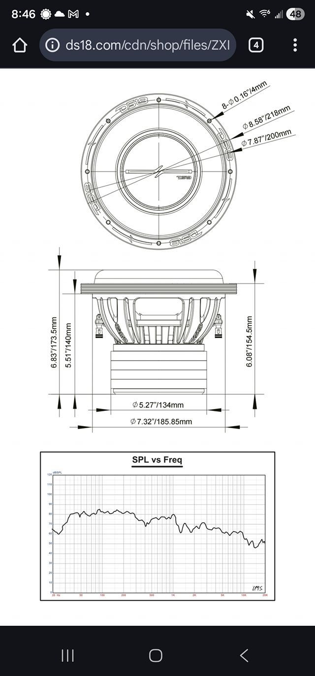 Zvx-8 speaker cut out sheet specs?