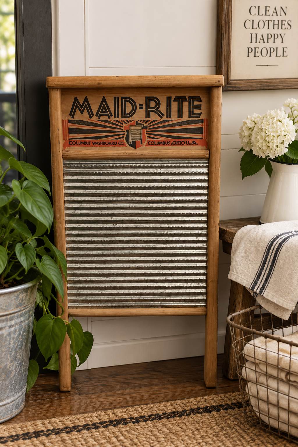 Classic Maid-Rite washboard made by the Columbus Washboard Co