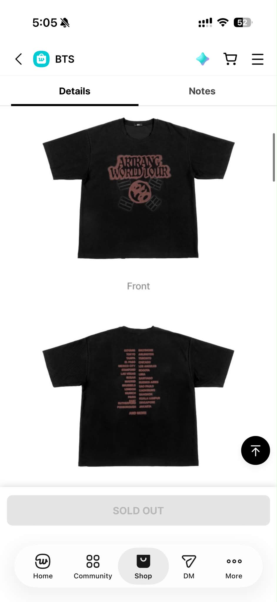 BTS ARIRANG ラスベガス ポップアップ Tシャツ 黒 M アウトレット
