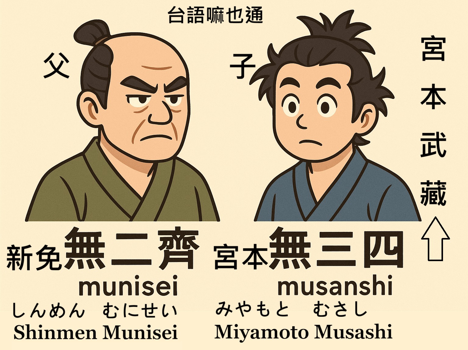 東昇 - notebookLM 把我這個故事摘結果是這樣： 「宮本武藏」原名「宮本無三四」的諧音梗，而且台語嘛也通 by 創造價值夥伴VCP李 ...