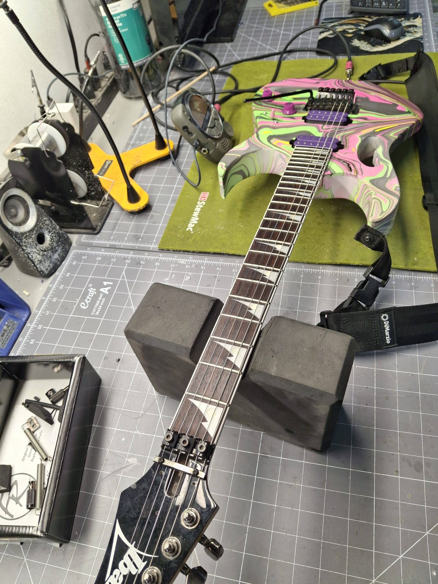 Ibanez RG350 guitar mod with re-fretted neck and Dimarzio pickups