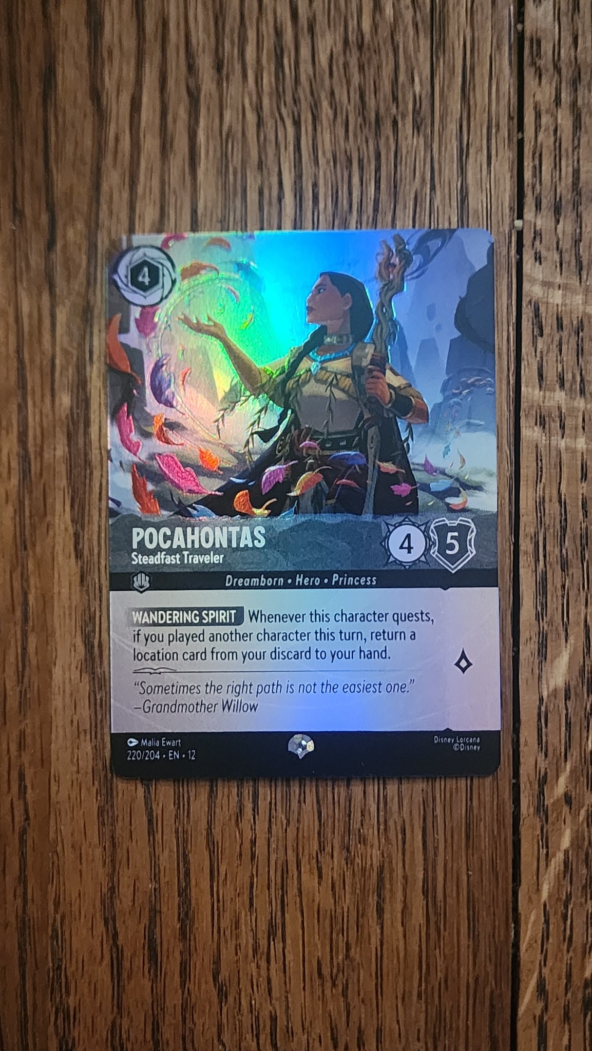 Pocahontas Colors of the Wind performance in Disney Lorcana TCG