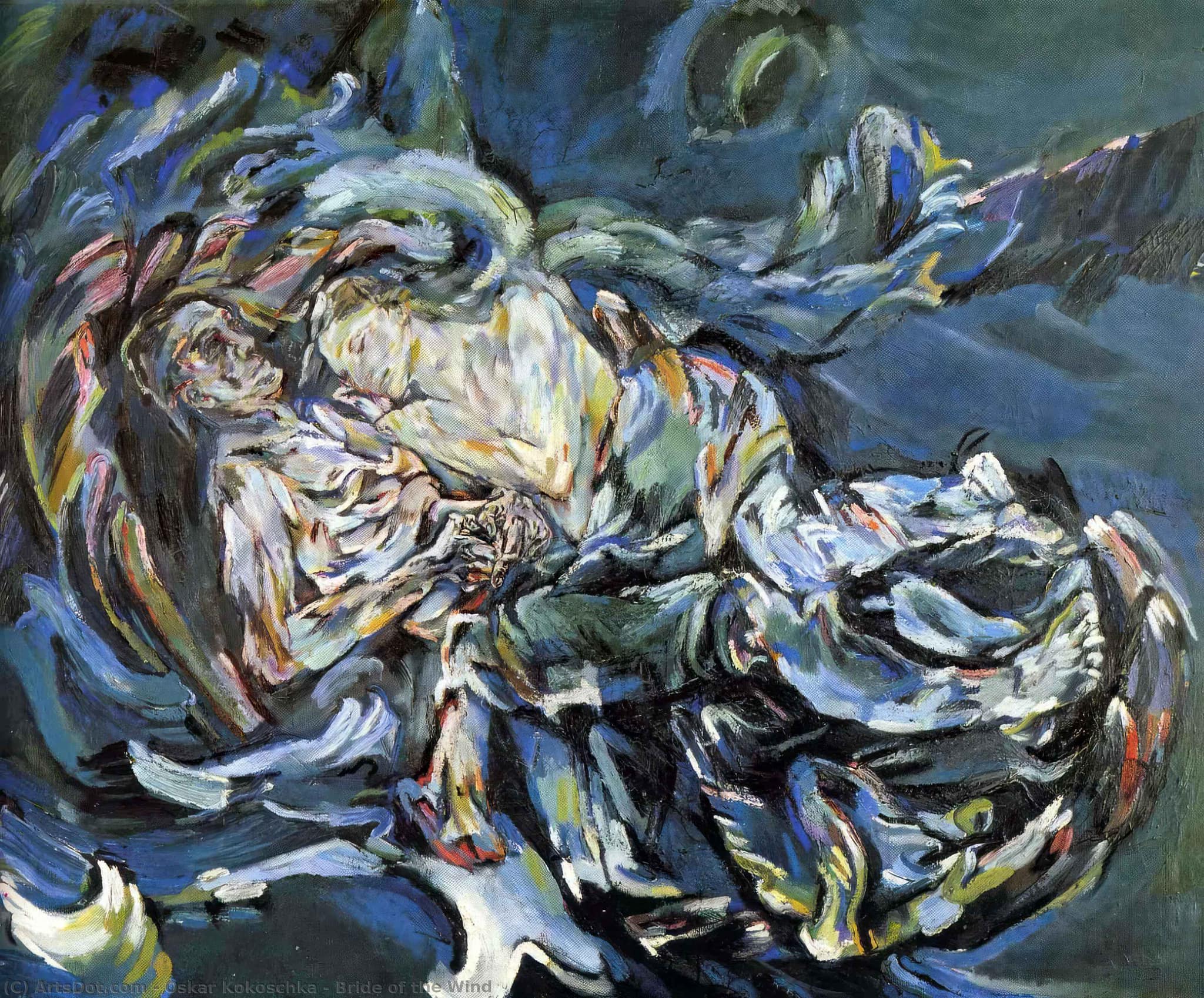 ◇Salzburg Oskar Kokoschka 油彩画 複製画 Oskar Kokoschka (Austrian; 1886-1980) The Bride of the Wind 1913
