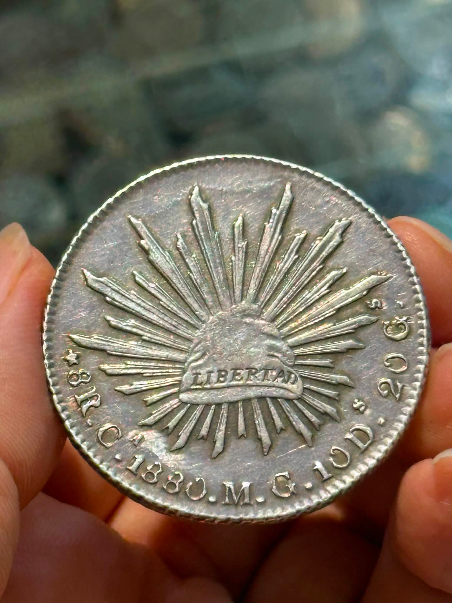 MEXICO 1880 8 Reales CaMG .903 Silver 27.54g AU-UNC Price : RM368