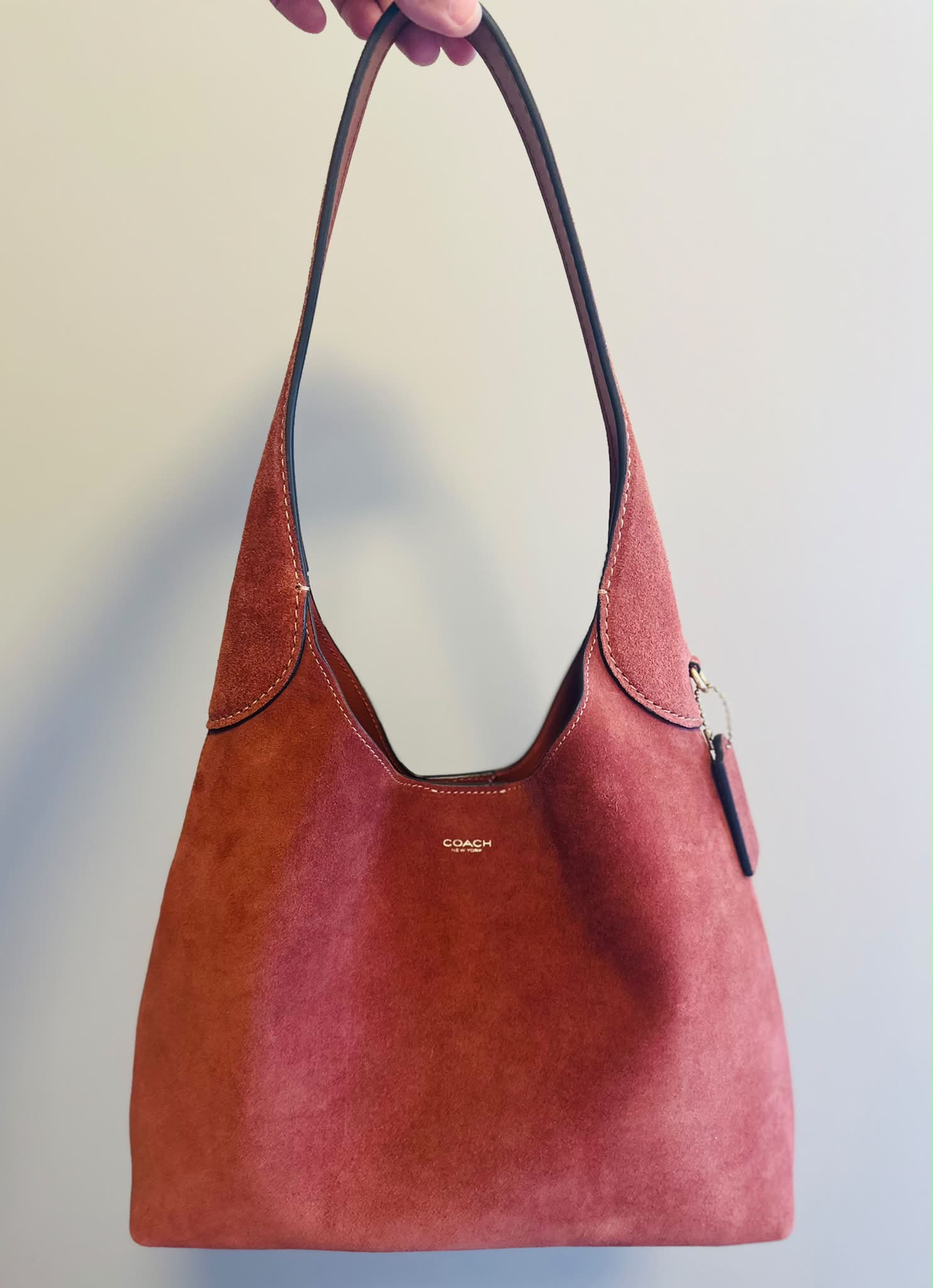 Coach Brooklyn 28 Suede handbag in clay colour