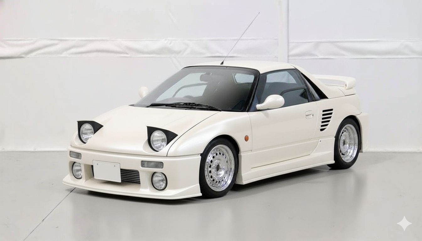 Mazda AZ1 with a Comical Mazda RX7 bodykit