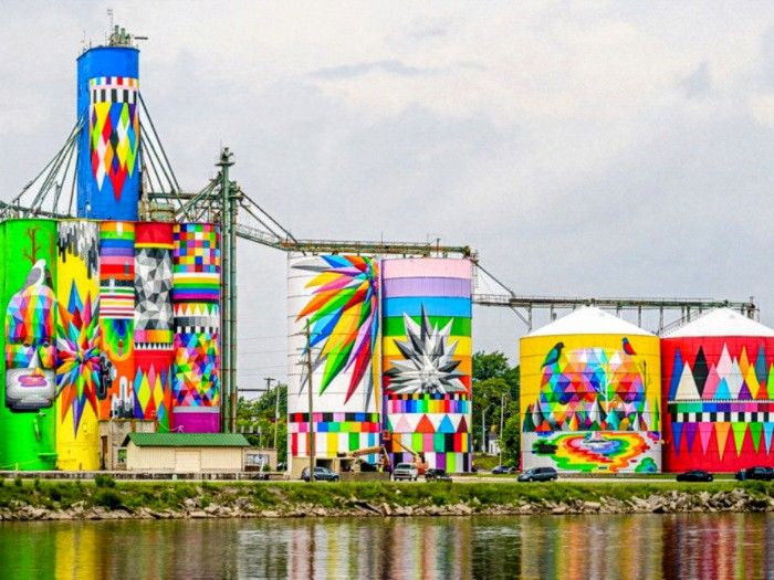 Saginaw's Shine Bright mural by Okuda San Miguel