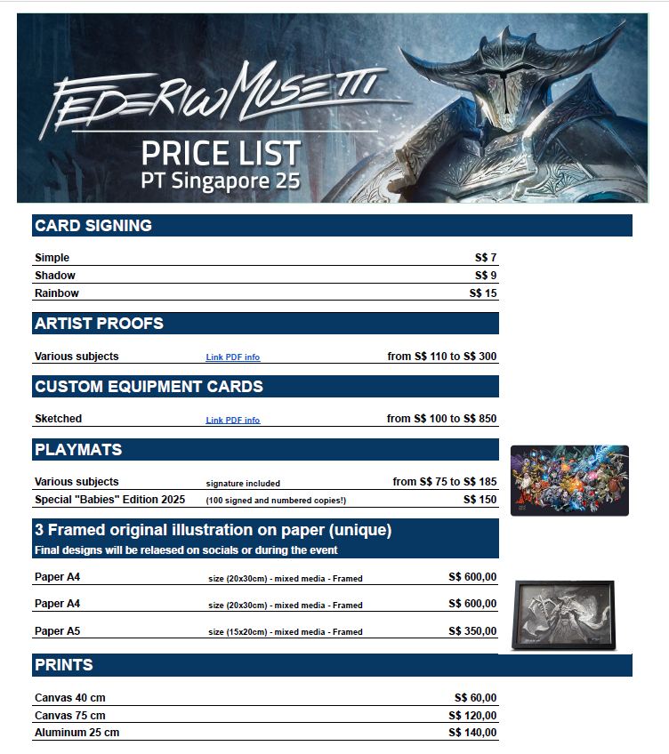 flesh and blood card price list TCG Elements Federico Musetti's price list for