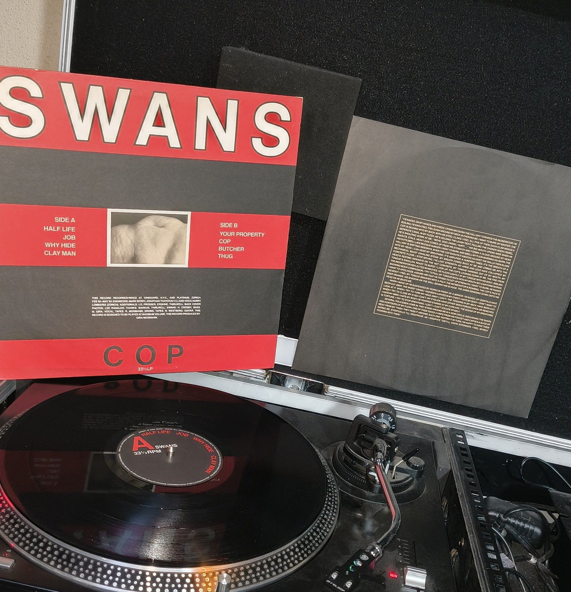 Swans - Cop 1984 vinyl record playing