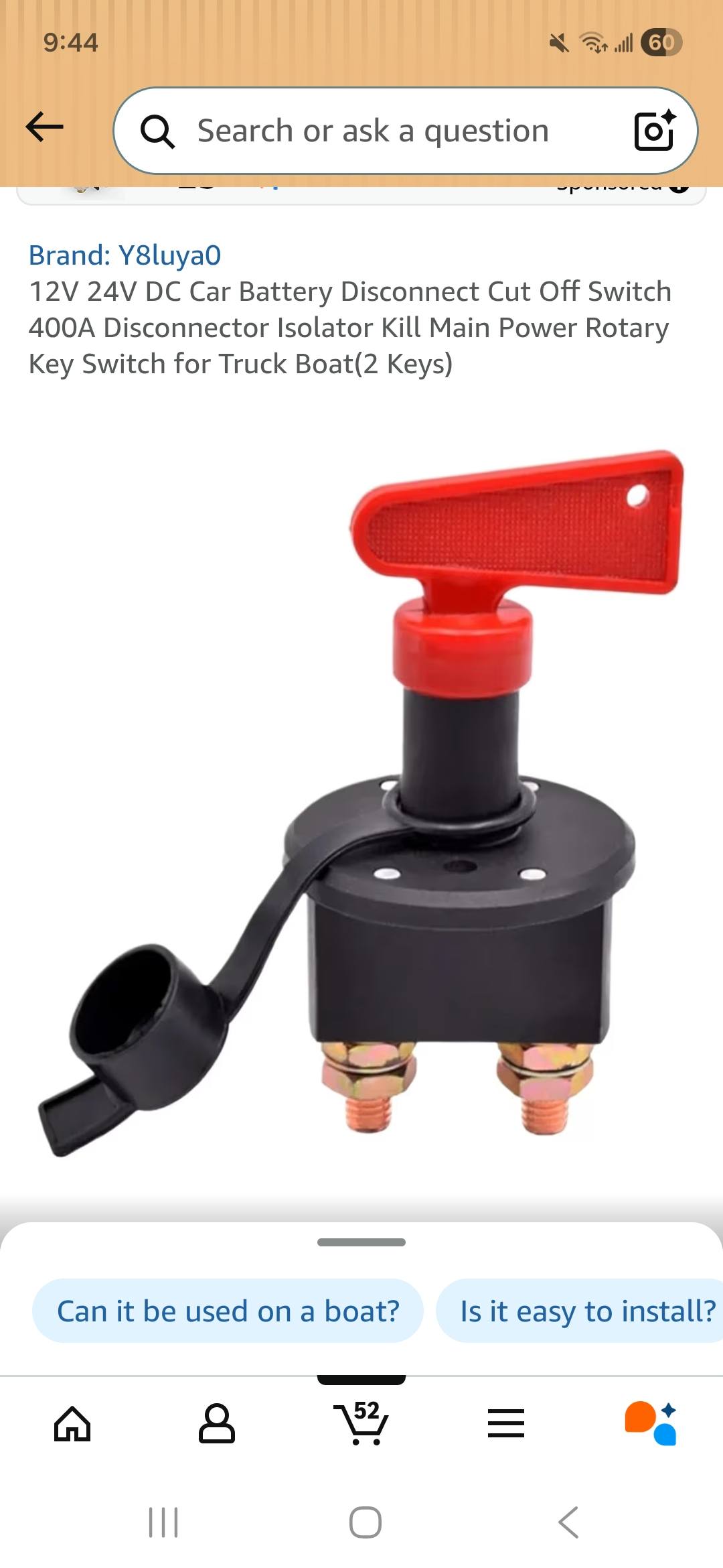 Heavy Duty Battery Disconnect Switch – Master Power Cut Off Isolator For Car, Truck, RV, Boat – 12V