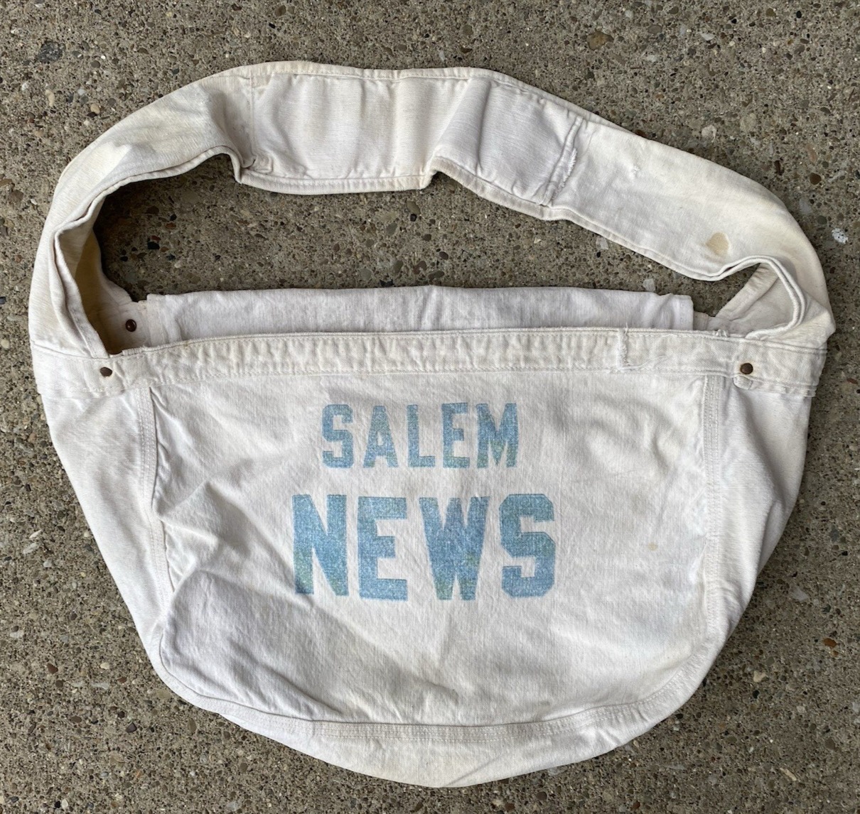 Image of a Salem News newspaper delivery bag in Salem, Ohio