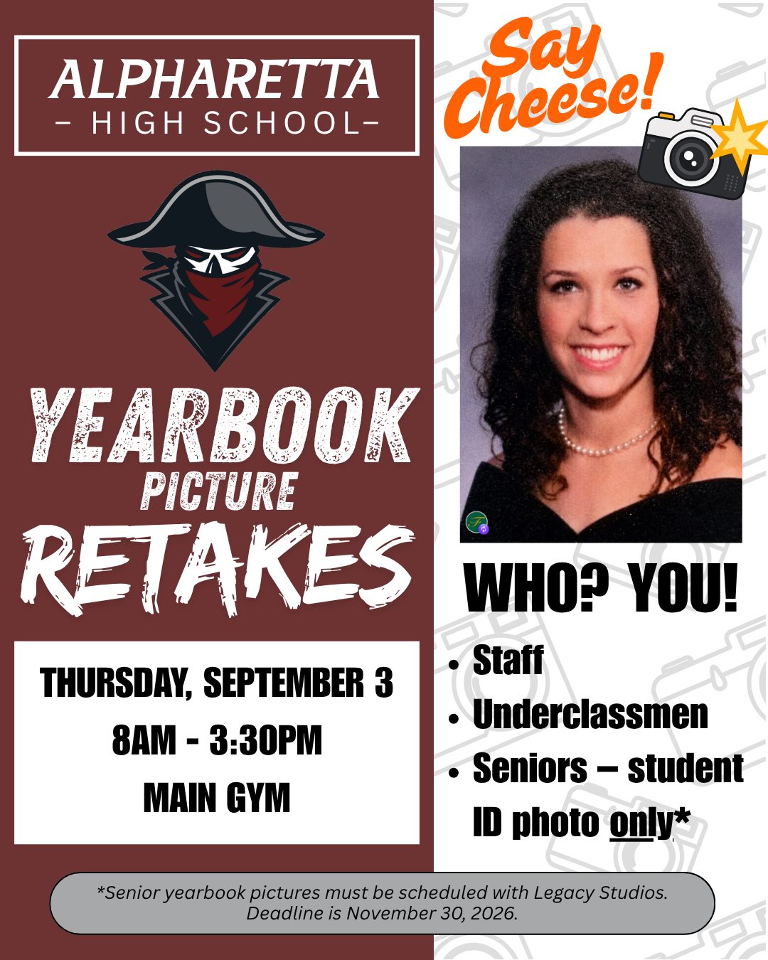 Alpharetta, GA High School yearbook picture retakes for