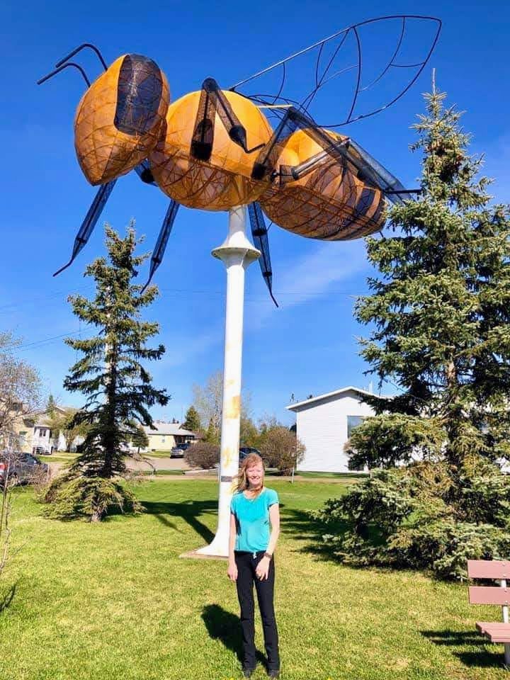 World's largest bee sculpture in Peace River Country, Alberta
