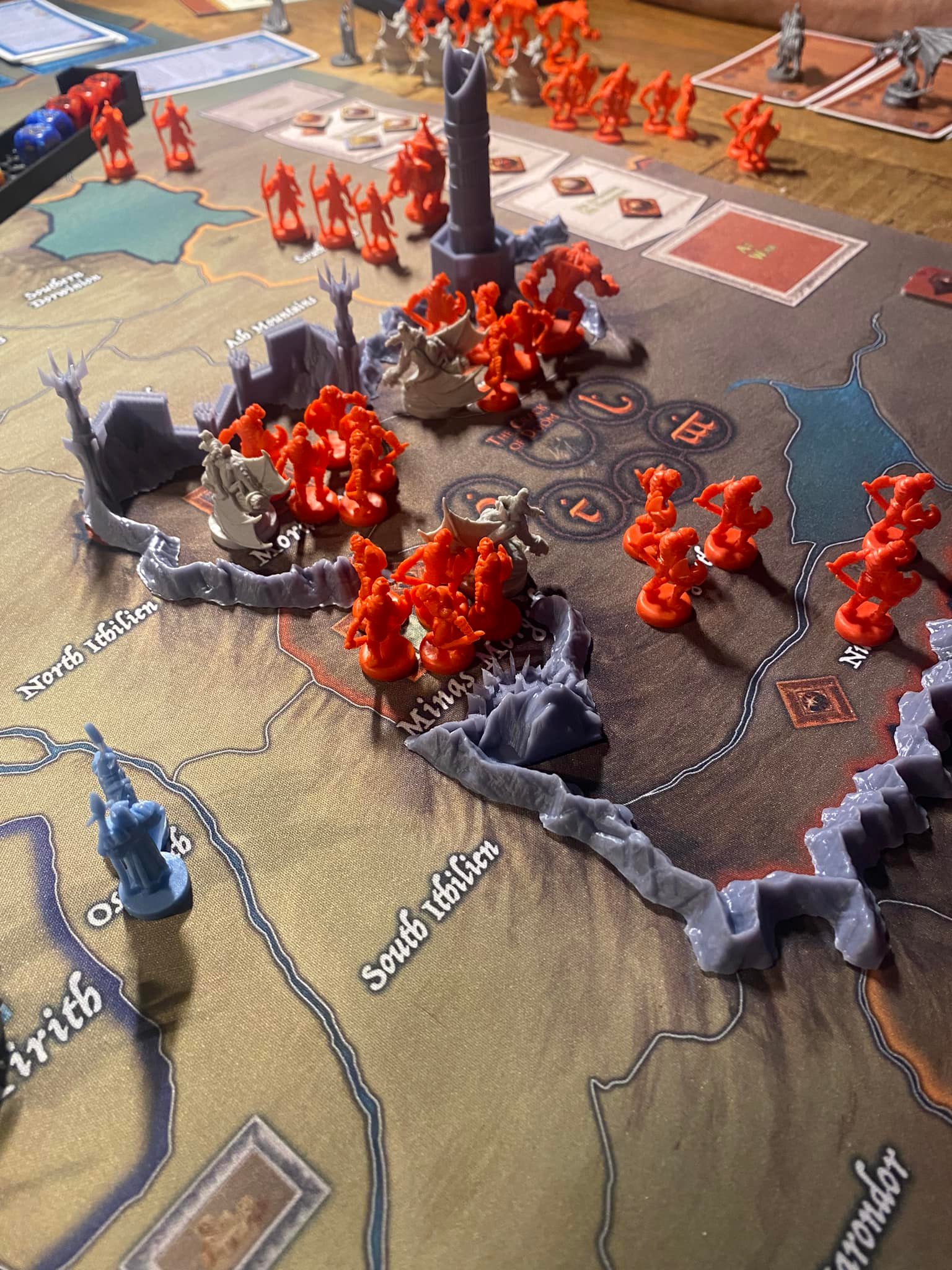 War of the Ring board game with 3D printed scenery