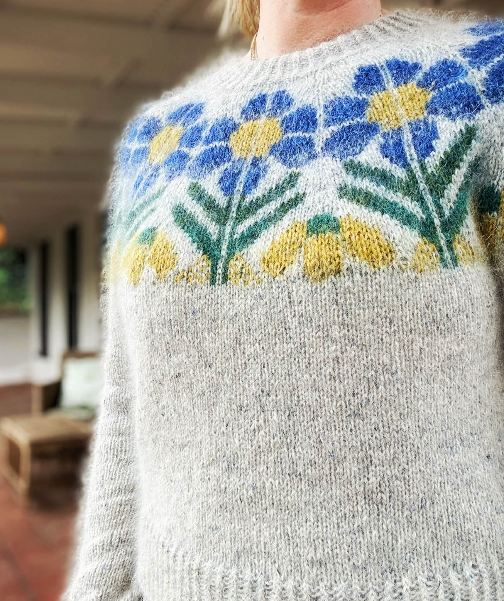Blooming Vine Sweater is a soft, airy top-down sweater with a