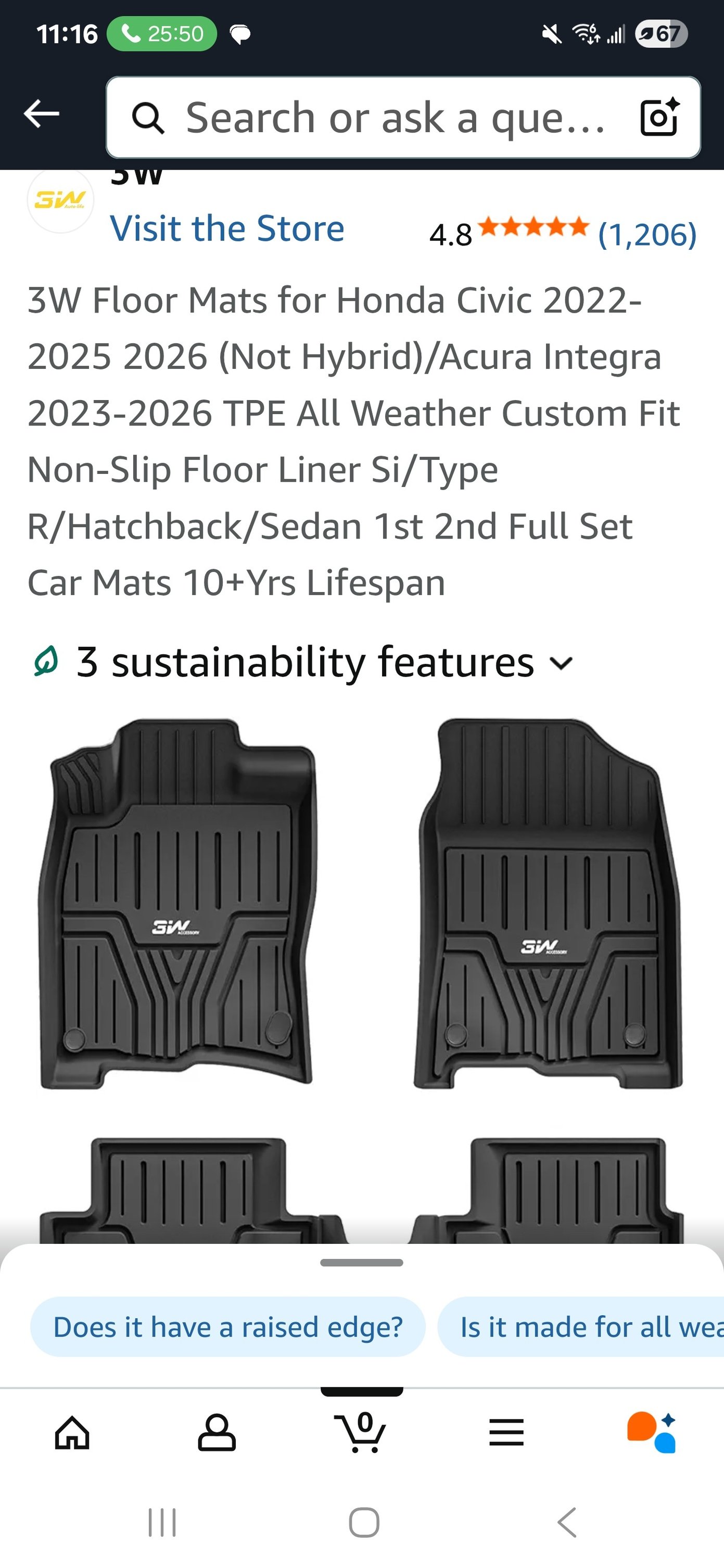 Floor Mats Liner Fit For 2022-2025 Honda Civic Sedan All