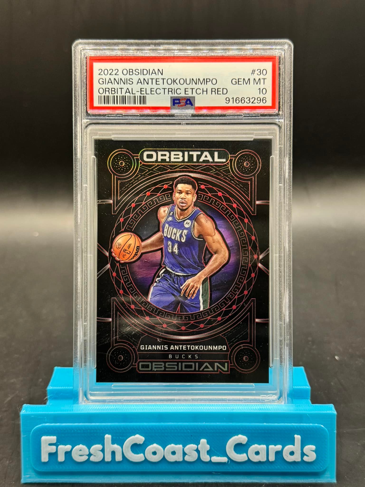 2022-23 Panini Obsidian Giannis Antetokounmpo Red Electric Etch 