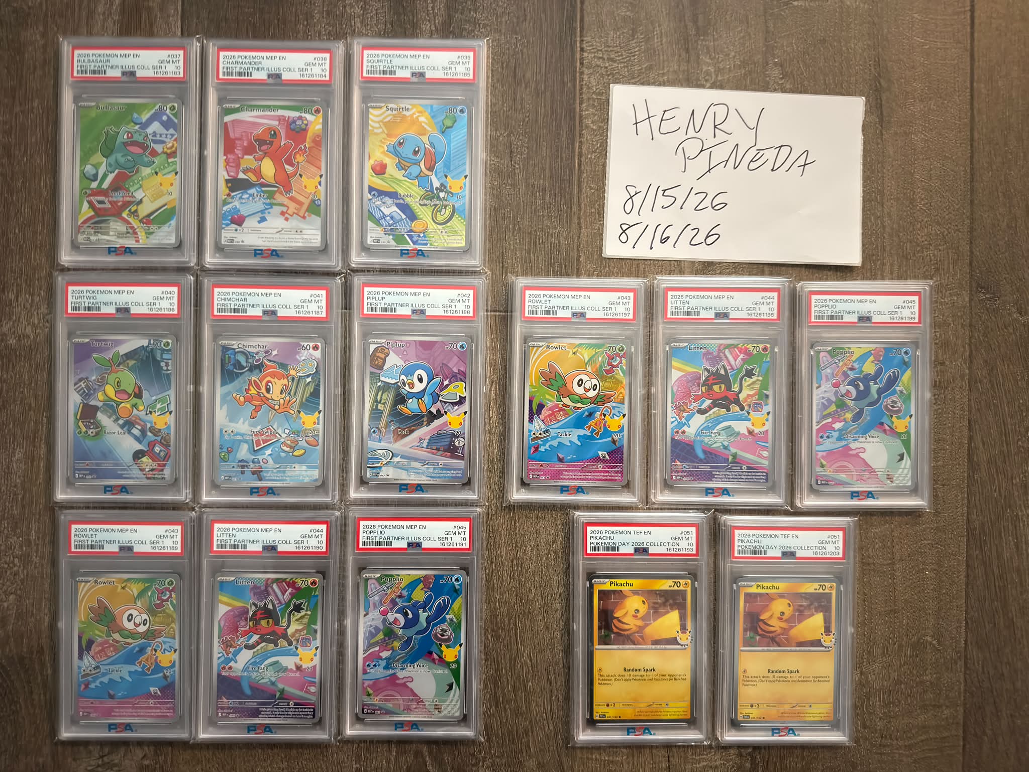 First Parter Series 1 Sequential PSA 10 Set-$1500 PSA 10 Rowlet