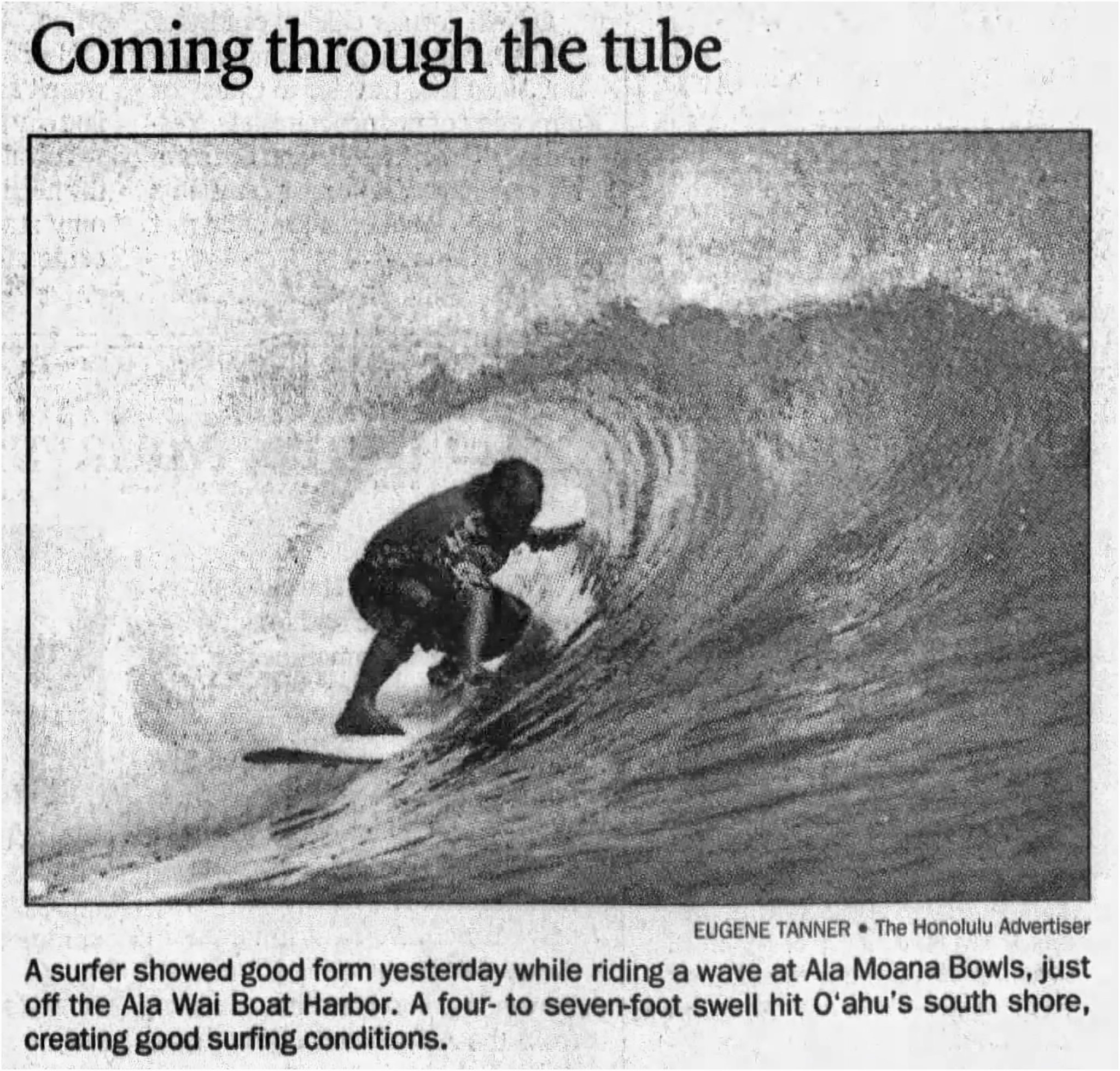 Historic surf photo on Honolulu Advertiser front page September 11