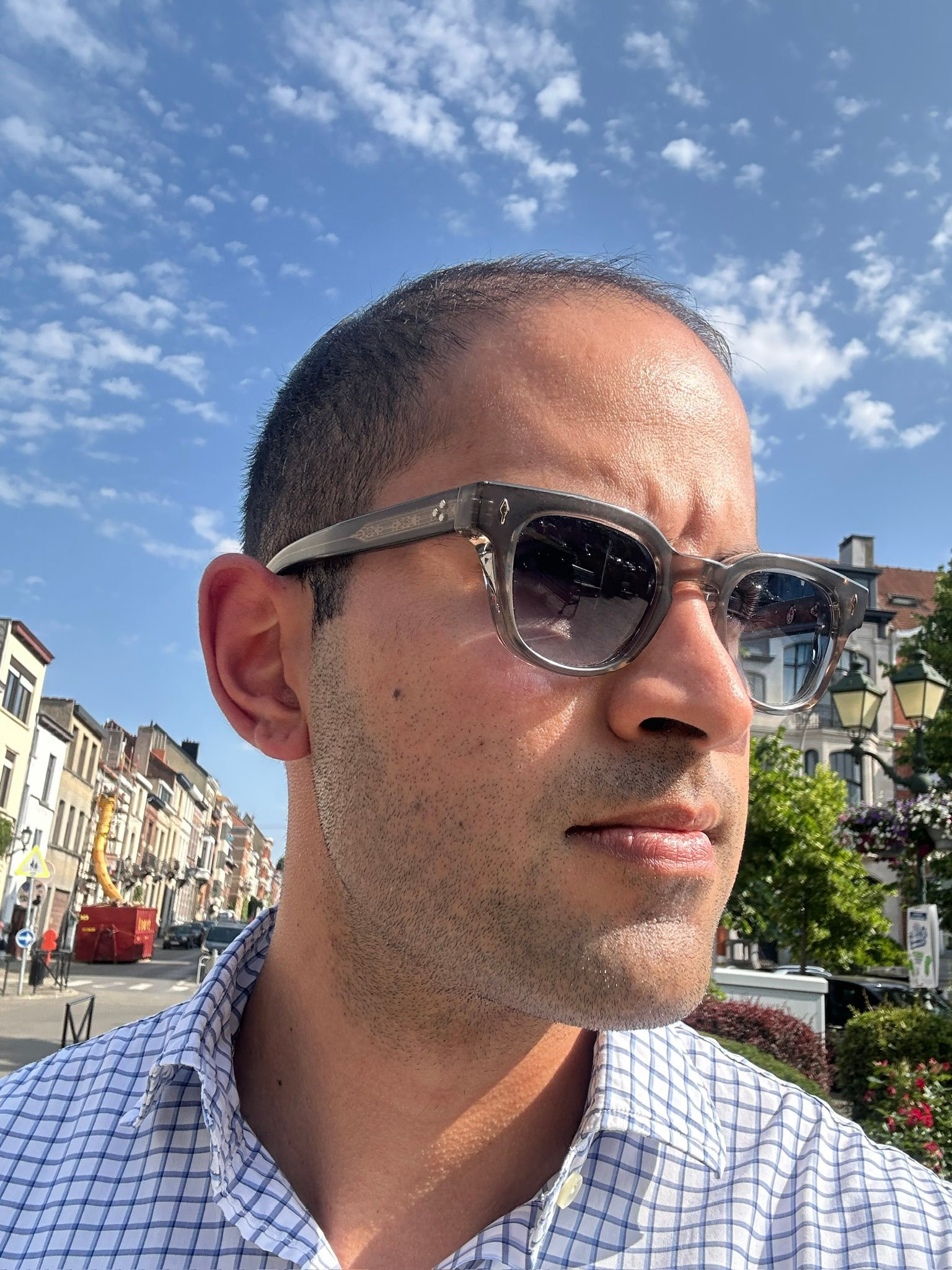 Julien sunglasses in charcoal acetate with blue lenses