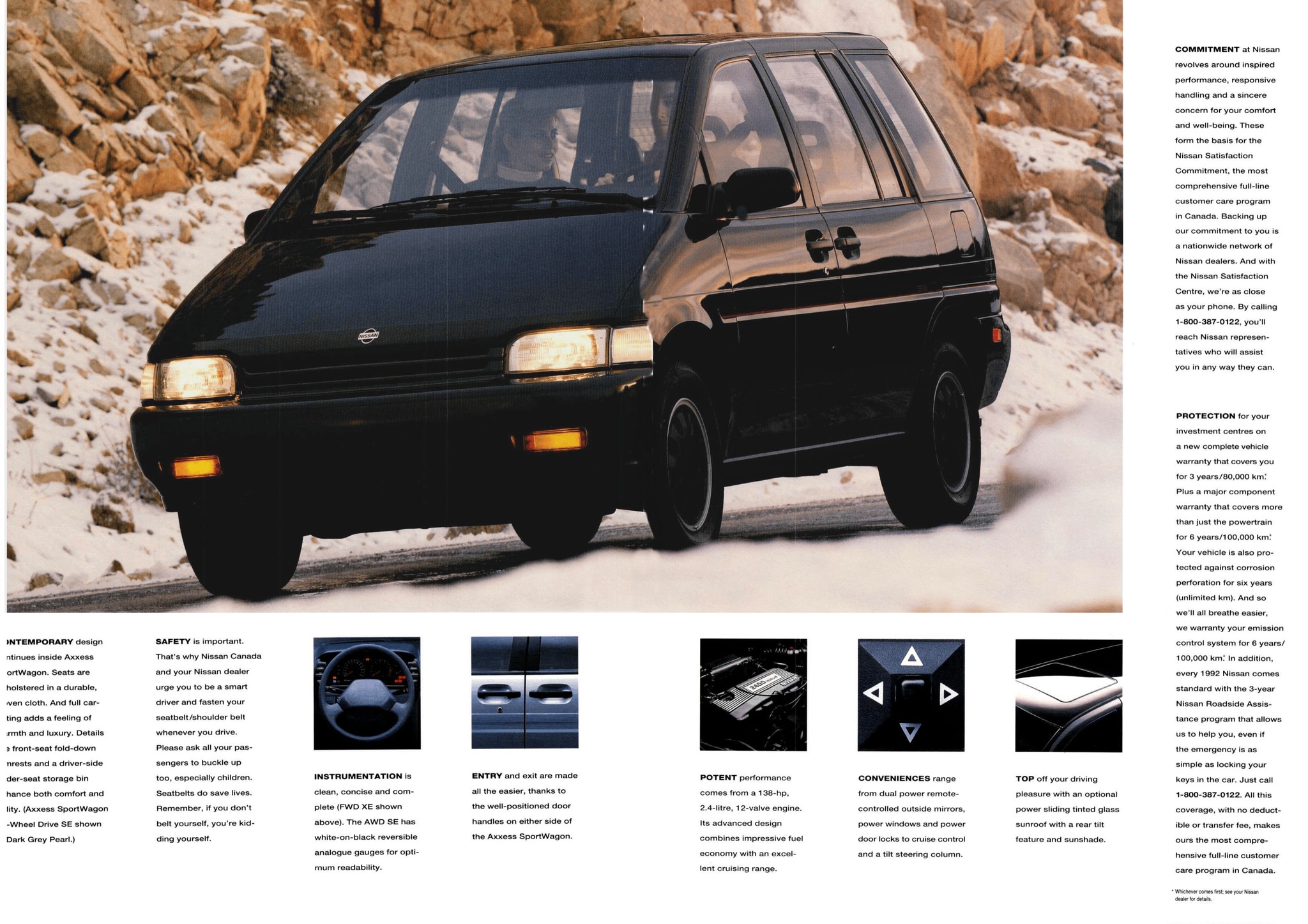 1992 Nissan Axxess Sportwagon Brochure. Canada, 1991. Catalogue 