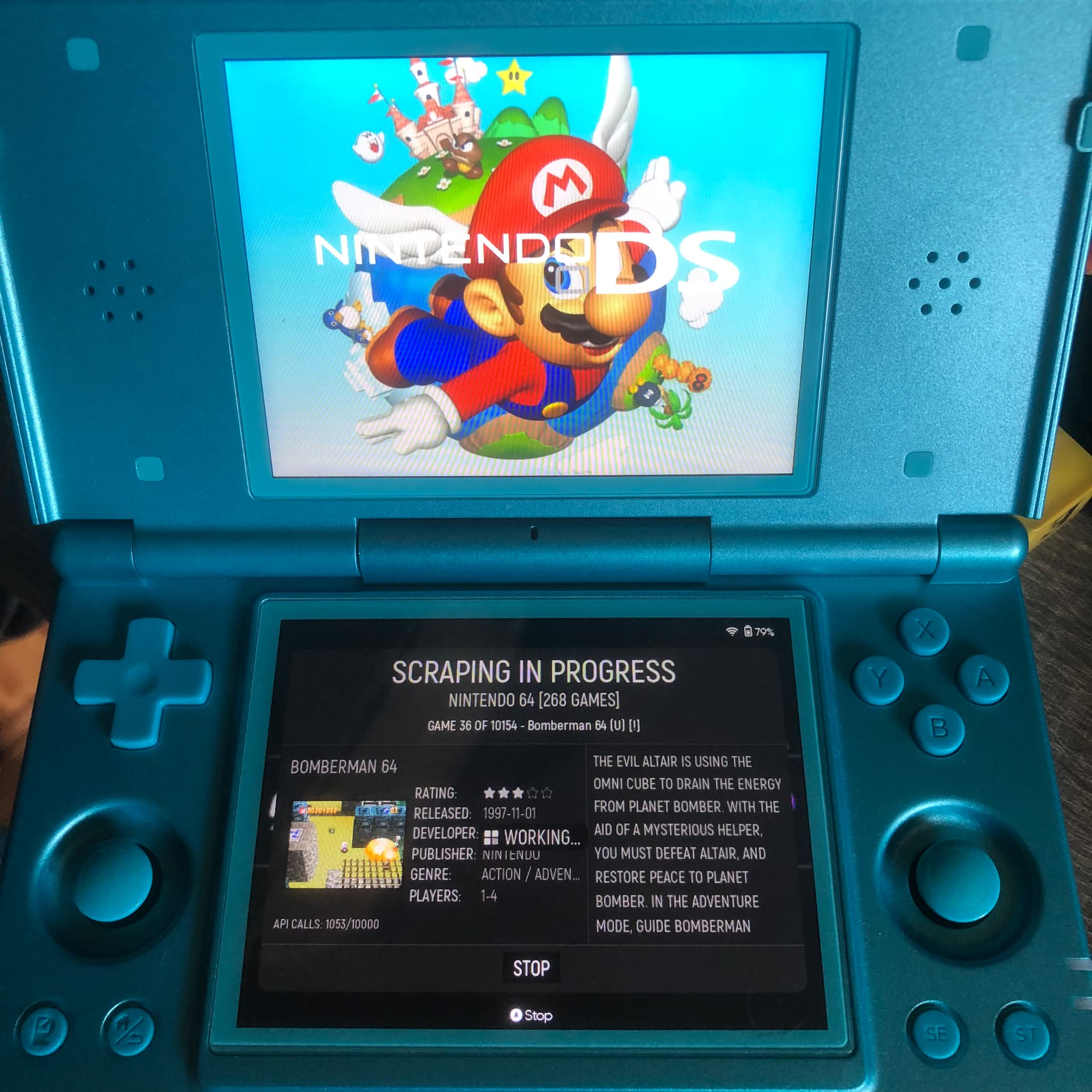 Can Anbernic top screen display games for non-DS titles?