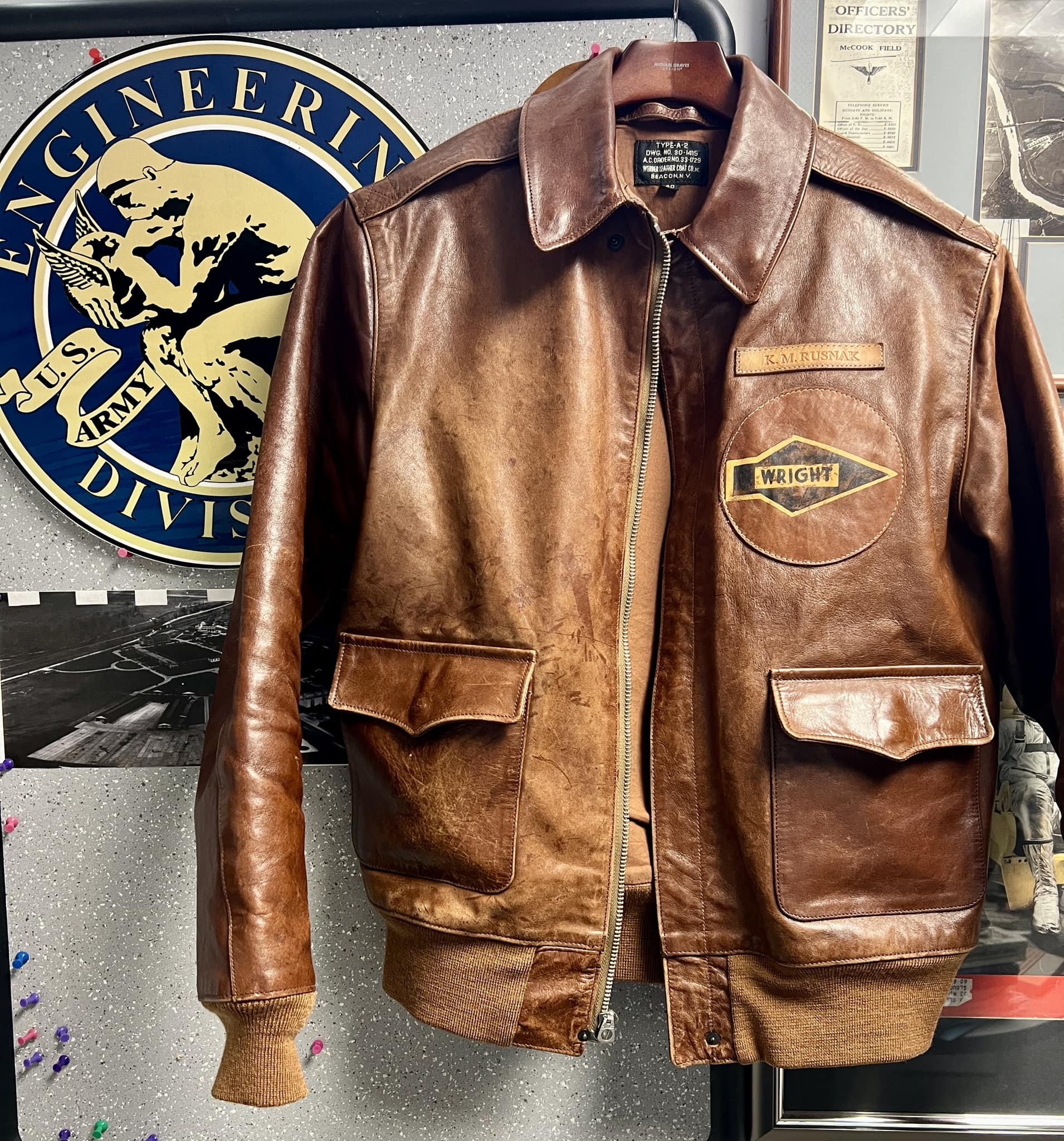 Eastman leather jacket near A-2 contract origin