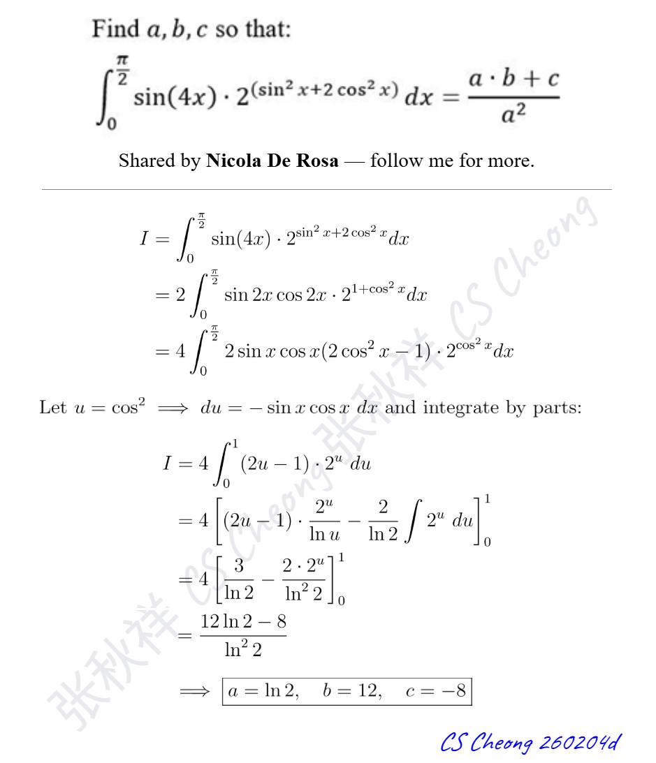 Chew-Seong - Cambridge Math Exam question apparently --- follow me for ...