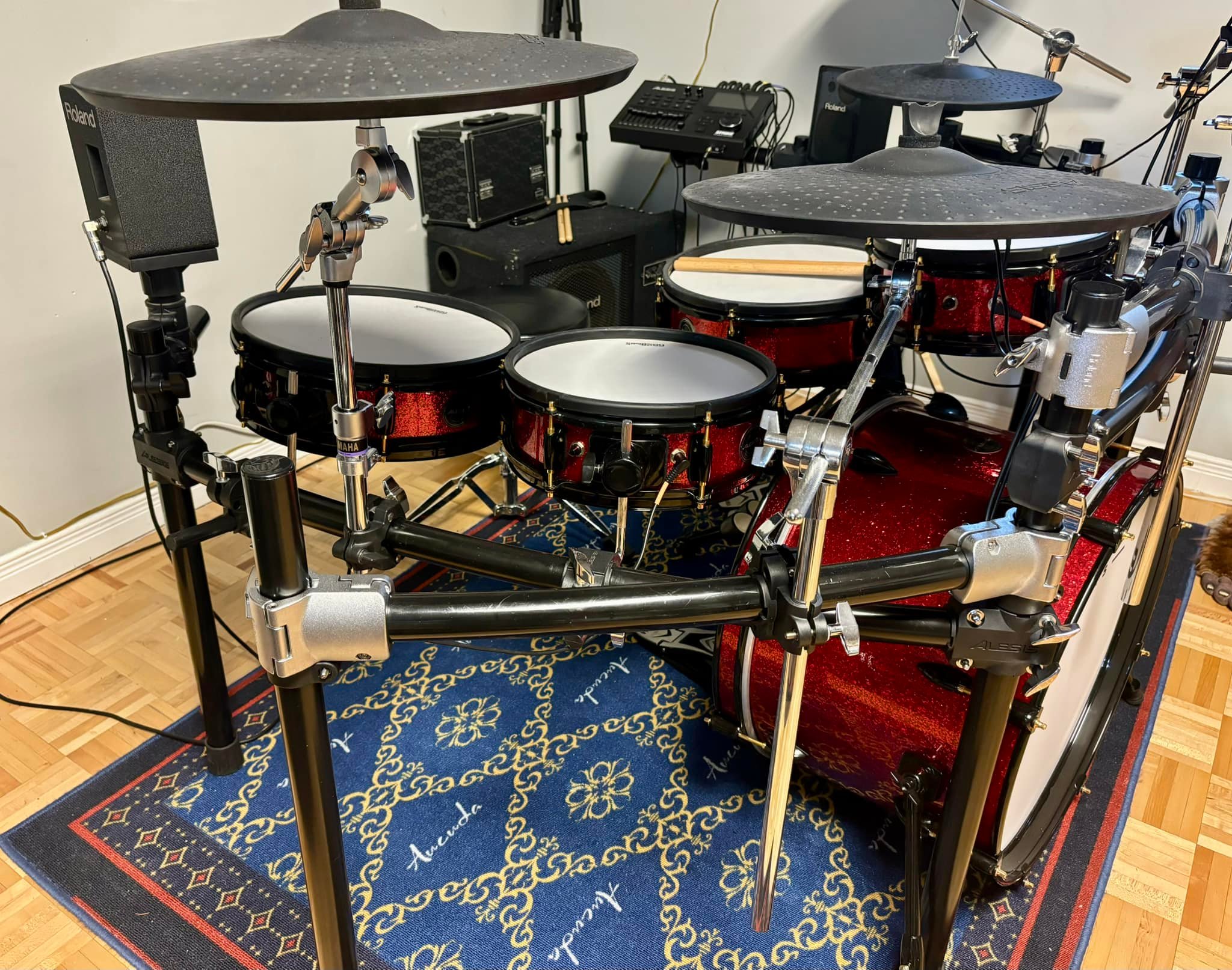 Alesis strike pro se setup with external amplifier