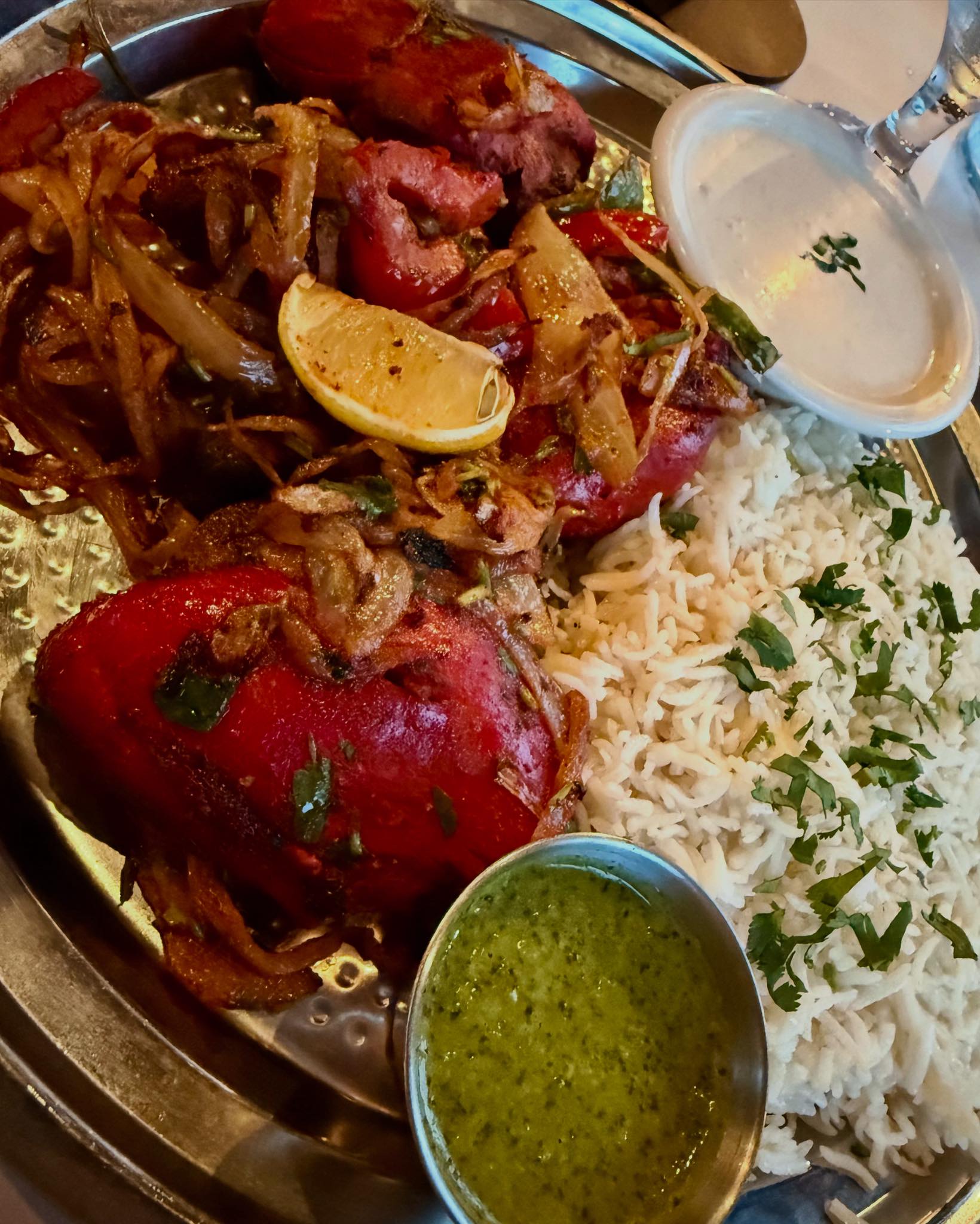 Delicious tandoori chicken platter at downtown restaurant