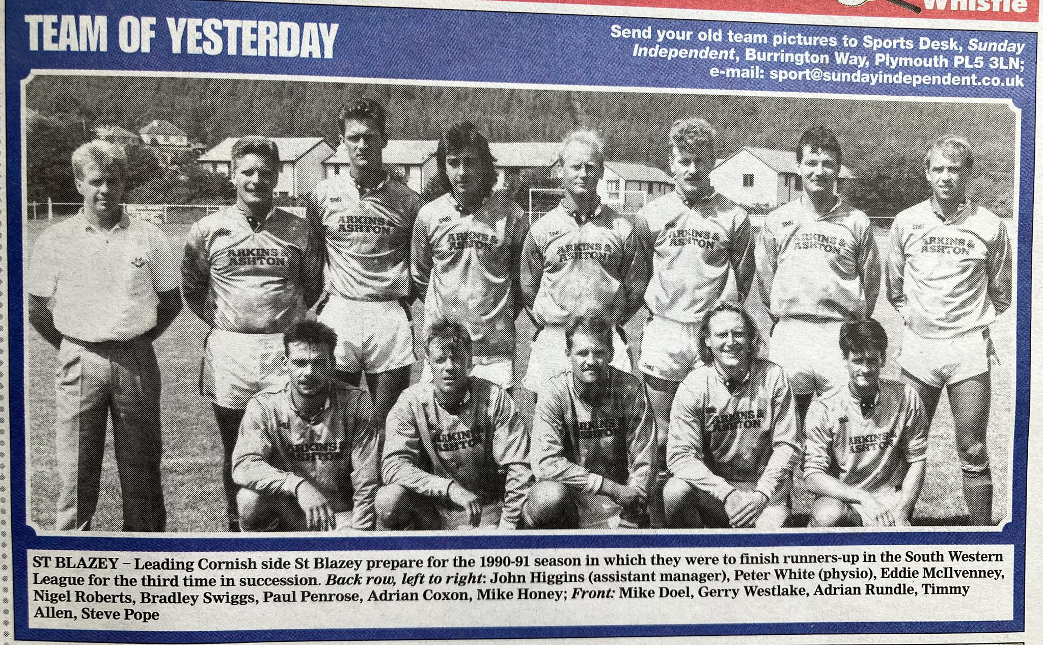 Cornwall's Football Memories | St Blazey team photo from season 1990-91 ...