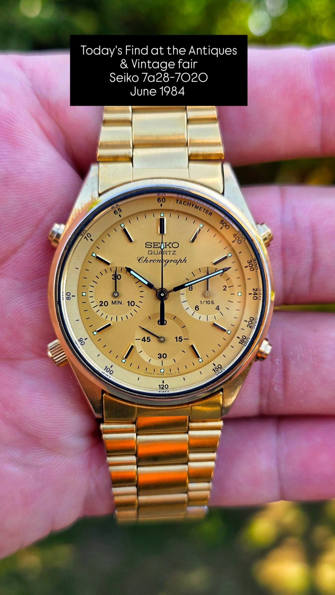 Seiko 7a28-7020 quartz chronograph watch from June 1984 for sale