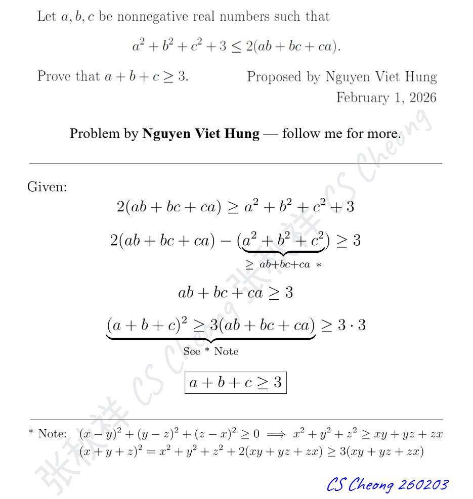 Let a, b,c be nonnegative real numbers such that Prove that የት+