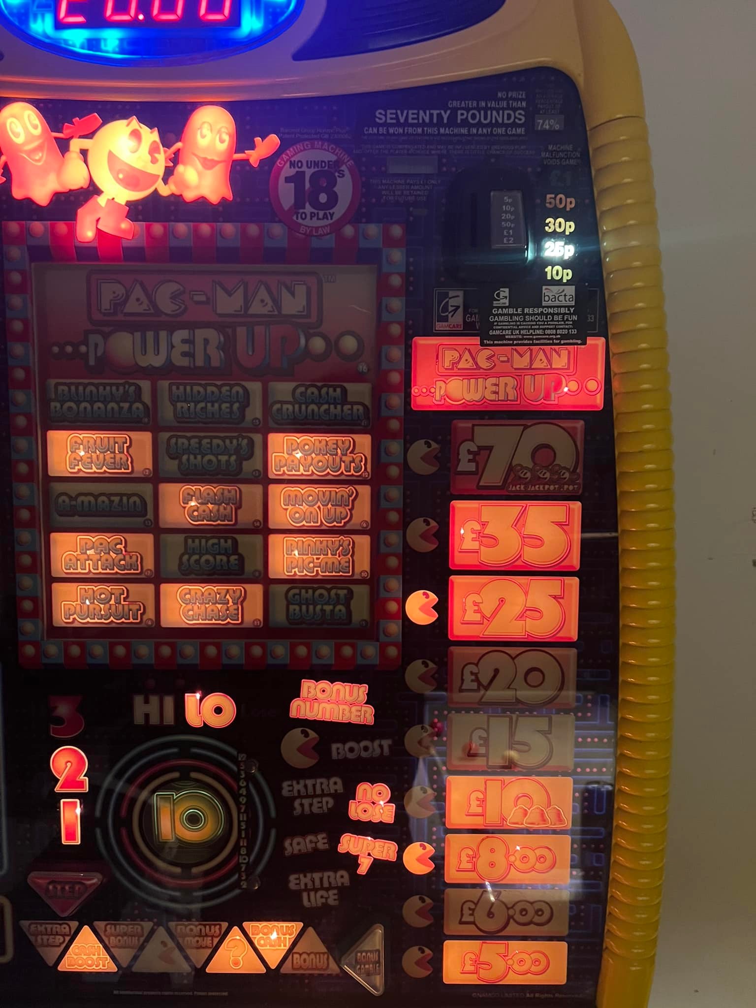 How to set 10p stake on arcade game machine