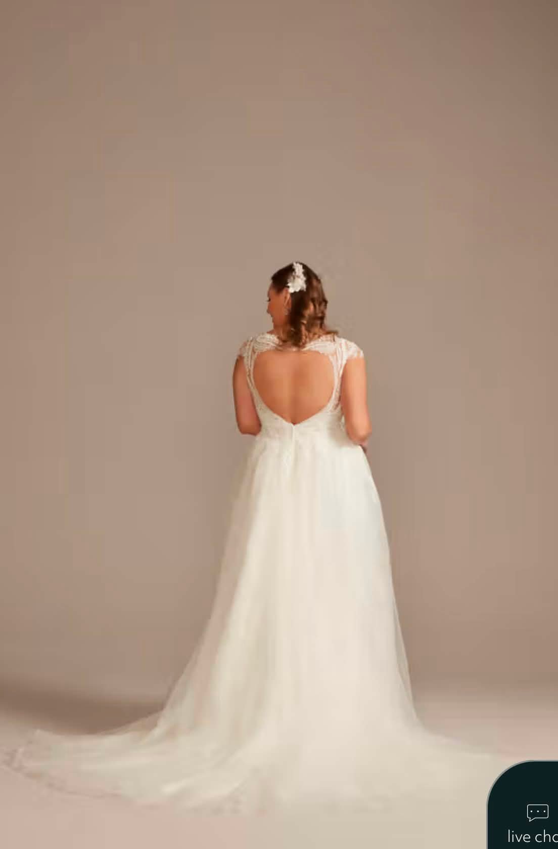 David's Bridal size 20 Plunging Open Back Tulle Wedding Dress for sale £500