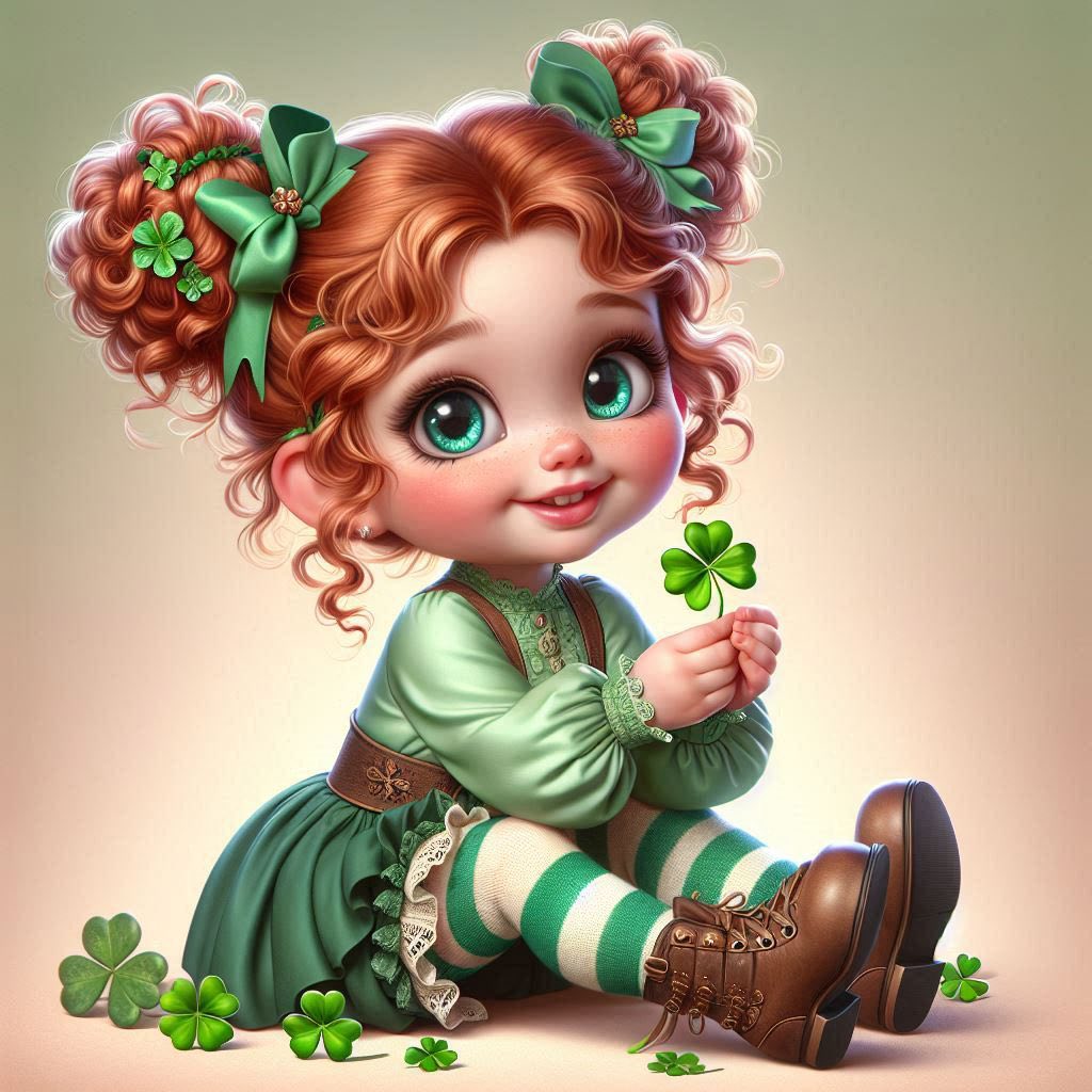 cartoon character with red hair and green dress Bing DALL-E3 red hair cartoon girl